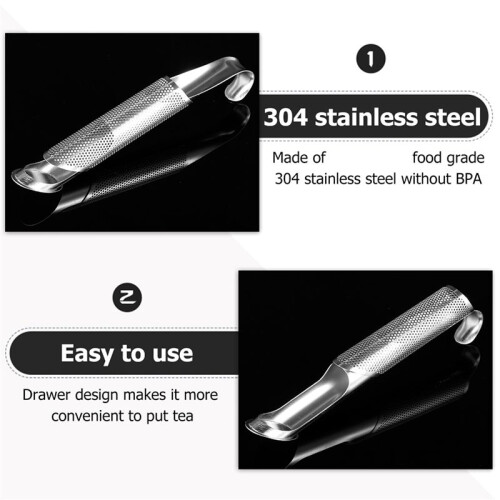 4Pcs Stainless Steel Tea Strainer Fine Mesh Infuser Pipe Filter with Hanging Hook Handle Interval Diffuser Tea Steeper 2