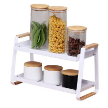 Wardrobe Organiser Drawer,Multifunctional Compact Kitchen Organizer,Spice Rack Wood Handle,Metal Kitchen Storage Rack