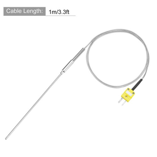 K Type Thermocouple with Plug, Meter Temperature Sensor Probe -50 to 1100C,3.3ft Wire 3.2x150mm 1