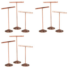 9X Portable Earring Jewelry Display Rack Metal Stud Necklace Organizer Ornament T Bar Hanger Showcase Holder Bronze