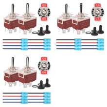 4Pin Reverse Polarity Toggle 6PCS 12V Momentary Rocker 30A Off DPDT 3 Position Waterproof Boot Cap