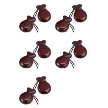 5 Par de Castañuelas Españolas Castañuelas Flamencas con Cuerda Castañuelas de Percusión Manual de Madera Tradicional (Marrón)