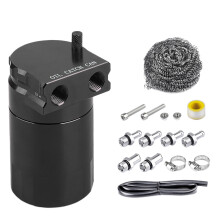 Universal ÖL Fang Dose Kit, 300 Ml ÖL BehäLter mit 3/8 Zoll NBR Kraftstoff Leitung, Aluminium Schwarz
