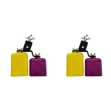 2X Double Sambago Bell Latin Music Yellow Cowbell High Low Sound Knocker Drum Percussion Instrument Part