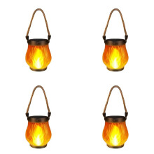 4X Lanterne Solaire à Flammes Magiques et Dansantes, Lampes Torches Solaires D'Extérieur, Flammes Vacillantes, Lampe Suspendue Étanche