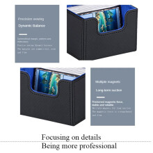 2X 100 + Trading Deck Box Rassemblement Carte Jouet W/Fermeture Magnétique Cartes de Jeu de Stockage Carte de Jeu Cas Protecteur Noir et Bleu