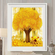 2Pcs 30X40cm Round Full Roud Drill Money Tree Fortune Tree Diamond Painting Diamond Painting Wall Decor