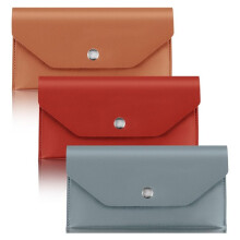 3Pcs PU Leather Cash Envelopes, Waterproof Money Envelopes Reusable Cash Wallet Bags Budget Envelopes,Red & Brown &
