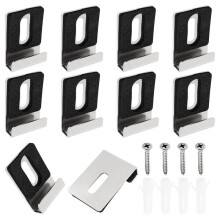 10pcs Heavy Duty Mirror Hanging Kit, Heavy Mirror Mounting Hardware Mirror Clips for Wall Mounting, Single Hole Silver
