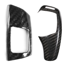 2 Pieces Carbon Fiber Car Gearshift Unlock Button Cover Stickers Car Part for X3 X4 X5 X6 F20 F22 F30 F32