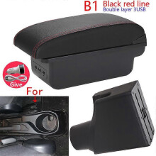 (B1 Black red 3USB) For Toyota Yaris Armrest Box For Toyota Yaris hybrid Car Armrest Center Storage Box Interior details Retrofit parts 2015-2023