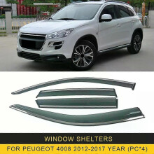(For 4008 2012-2017) Chrome Strips Rain Guards for PEUGEOT 4008 2012-2019 Window Visor Wind Deflectors Door Visor Vent Shades Ventvisor