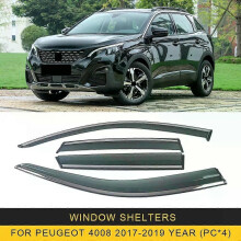 (For 4008 2017-2019) Chrome Strips Rain Guards for PEUGEOT 4008 2012-2019 Window Visor Wind Deflectors Door Visor Vent Shades Ventvisor