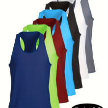 (7pcs, 44) [7pcs Men's Sports Tank Tops] 7pcs 7pcs Men's Sports Tank Tops, Lightweight, Breathable, Quick-Drying