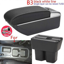 (B3 Black white 7USB) For Suzuki Jimny Armrest For Jimny JB74 Car Armrest Box 2018-2024 Retrofit parts Storage Box Interior details Car Accessories