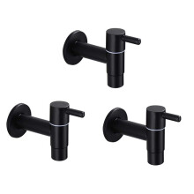 3X Mop Sink Faucet 304 Stainless Steel Bathroom Washing Machine Faucet Outdoor Garden Single Cold Water Tap (Black)