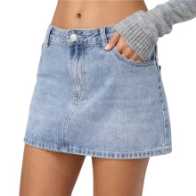 Women'S Y2k Denim Skirt Low Rise Casual Bodycon Jean Skirt with Pockets Medium L