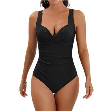 Women'S Tummy Control One-Piece Swimsuits Slimming Molded Cup Push Bathing Suit Black XL