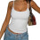 Women'S Basic Tank Top Spaghetti Straps Sleeveless Camisole Shirts White L 1