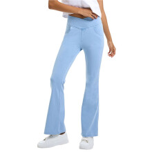 Women Crossover High Waisted Stretchy Bootcut Jeans Slim Fit Denim Yoga Leggings with Pockets Light L