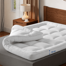 (Small Double) Mattress Topper, 10cm/4Inch Microfiber Overfill, Plush Soft Surface, Four-Corner Elastic Straps for Secure Fit