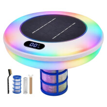 Piscina Solar com Display de Temperatura e Limpador Flutuante LED para Piscinas acima Do Solo e Inground