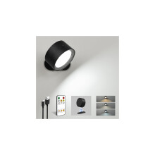 EZVALO LED Wall Lights, 2000mAh Rechargeable Wall Lights Indoor, 3 Color Temps with Remote and Touch Control, 360Rotation Dimmable Cordless Wall Lig