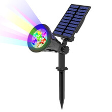 T-SUN Solar Spotlights, 7 LED Color-Changing Solar Landscape Lamps, 2-in-1 Multi Use Outdoor Wall Lights, Decorative Lights for Outdoor, Garden, Lawn