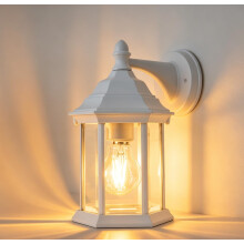 LUTEC 6 Side Outdoor Wall Lights with Clear Glass, E27 Wall Light Lantern Sconce(Bulbs Not Included), IP44 Waterproof,Aluminium Garden Decorative Lam