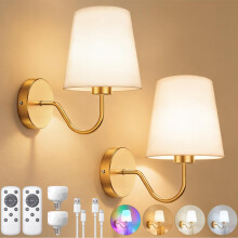 CS COSDDI Battery Operated Wall Lights Set of 2, RGB Dimmable Rechargeable Wall Lights Indoor Wireless Wall Sconces Set of 2 for Bedrooms Cordless Sc