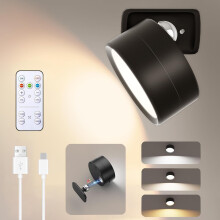 Battery Operated Wall Light, Rechargeable Magnetic LED Wall lamp, Reading light with 360 Rotations, Wall Light with 3 Color Modes, Touch Control, Wi