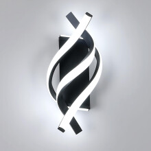 Comely Modern LED Wall Light Indoor, 22W 2500LM Spiral LED Wall Lamp, Black Simple Wall Sconce Lights for Living Room Bedroom Dining Room Hallway, Co