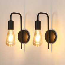 Osairous 2 Pack Vintage Wall Light, Industrial Interior Wall Light, Retro Iron Wall Spotlight for Bedroom, Hallway Bar, E27, IP20, All Black, Without