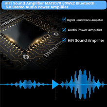 HiFi Sound Amplifier MA12070 80Wx2 5.0 Stereo Audio Power Amplifier for Home Theater Karaoke Amplifiy-Black
