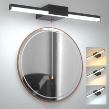 Lamptobe 3-Colour 40CM Bathroom Over Mirror Light with Pull Cord Switch, IP44 Water Resistant 3CCT LED Bathroom Wall Light Fixture Black, 8W AC230V H