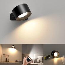 Mexllex LED Indoor Wall Light, 3 Brightness Levels, 3 Colour Modes, 360 Rotating Touch Control Wall Lamps, LED Dimmable for Living Room, Bedroom, Ha