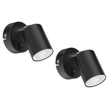 ledscom.de 2 wall spot WAIKA, Single-Flame, with Switch, GU10, Black matt, incl. 468lm LED GU10 lamp, Warm White