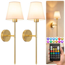 LengSuaa Wireless Rechargeable Wall Lights Indoor, 2PCS Wireless Sconces with 5000mAh Dimmable Detachable Charging Bulbs and Remote, 3 Color Temperat