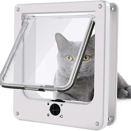 (XL, coffee) Lockable Pet Door 4 Way Locking Small Medium Large Dog Cat Flap White Frame 1