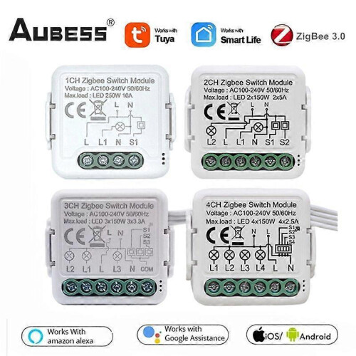 (1 Gang) Tuya ZigBee 3.0 Switch Module 10A Smart Home DIY Breaker 1 2 3 4 Gang 2 Way Control