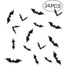 (2pack) 12 Pcs/Pack Halloween 3D Bat Stickers Wall Stickers Window Decorations 4 Size Realistic