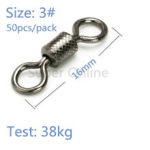 (16mm 38kg) 50pcs Ball Bearing Fishing Swivels Snap Connector With Safety Snap Outdoor Camping