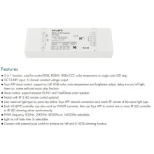 WiFi 5 In1 LED Controller 12V 24V 36V 48V 30A Dimmer with AC Push Dimming APP Voice Control Music Model
