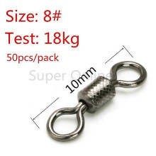 (10mm 18kg) 50pcs Ball Bearing Fishing Swivels Snap Connector With Safety Snap Outdoor Camping