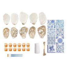 12 Set Beach Oyster Shells for Crafts 4-5 Inch Large Seashells with Holes for Crafting Summer Flat Oyster Shell Kits