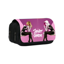 (Style 20) Double Man Spide Layer Stationery Case With Nylon Material For Teens And Kids