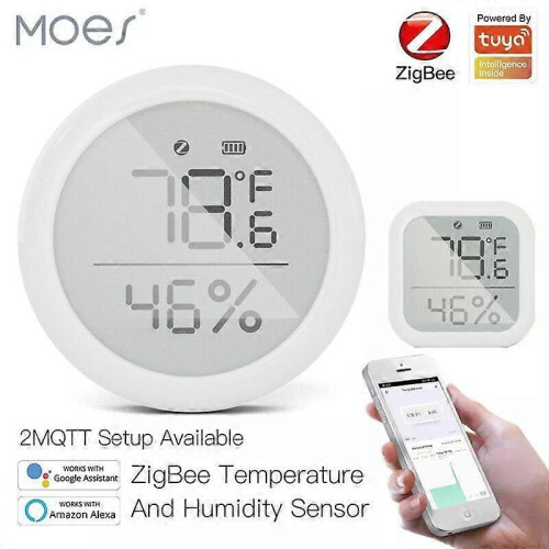 Moes Home Temperature And Humidity Sensor with LED Screen Works with Google Assistant 1