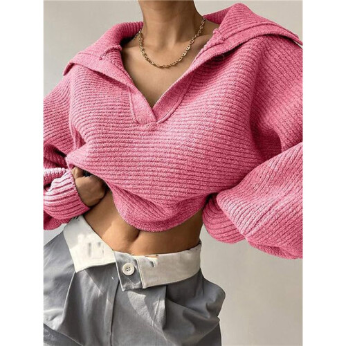 Women Long Sleeve Sweaters Oversized Stretch Fitted Pullover Sweater Ribbed Solid Color Knit Jumper Tops  S 2