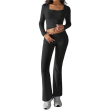 Lounge Sets for Women 2 Piece Casual Y2K Outfits Short Sleeve Cropped Tops Fold over Flare Pants Tracksuits Dark Gray M