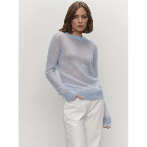 Women'S Basic Crewneck Sweater Long Sleeve Round Neck Pullover Sky  S 2